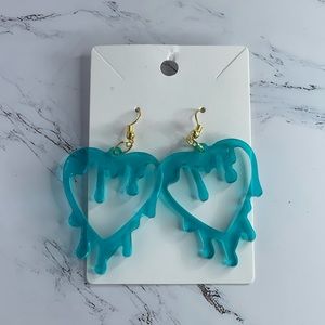 Handmade Resin Dripping Hearts Earrings